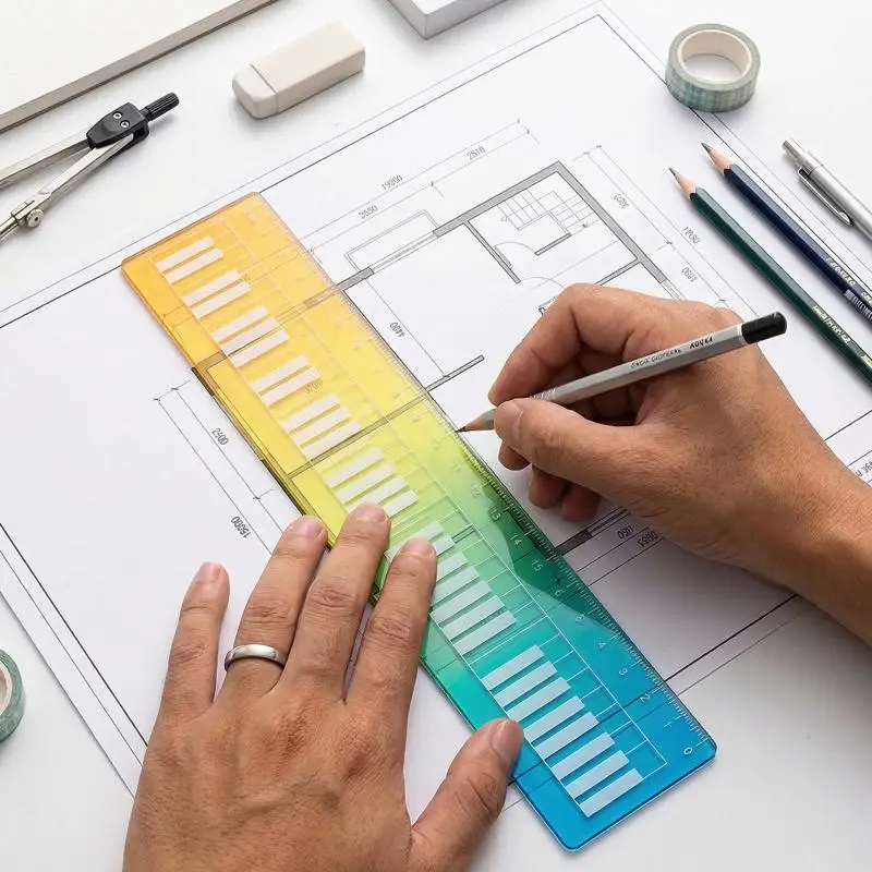 Colorful Iridescent Mini Palm Ruler Cartoon Straight Ruler for Students Classroom Creative Measurement Stationery 5/10/50pcs