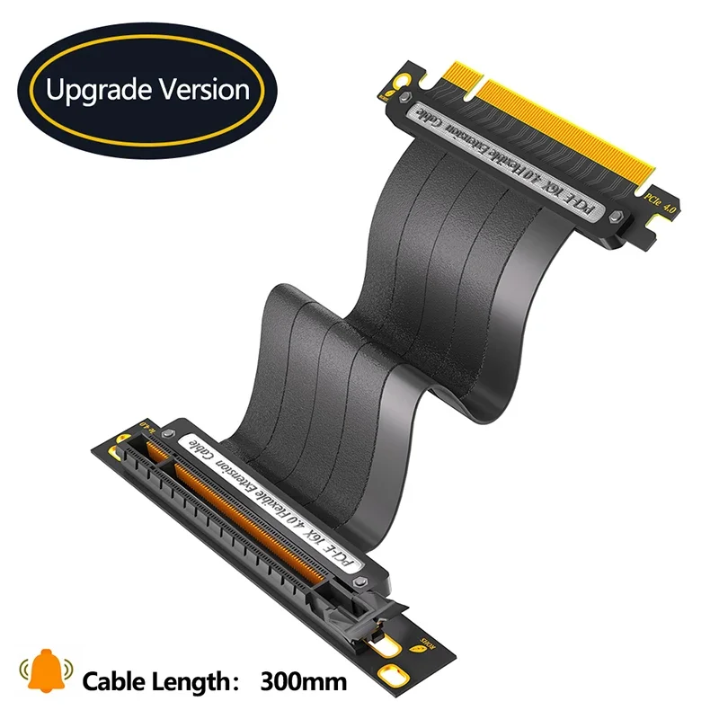 90Degree PCI-E X16 4.0 Flexible Cable Black PCI Express 16x Shielded High Speed 64G GPU Riser Cable 30cm PCIE4.0 Extension Cable