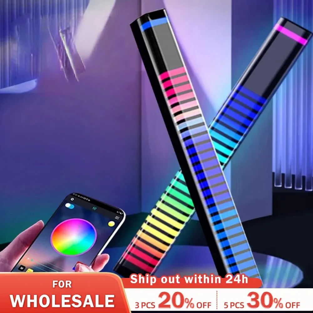 LED Sound Control Lights RGB 3D Pickup Lights Smart APP Control Music Rhythm Atmosphere Light  Gaming Desktop Decora LED Lamp