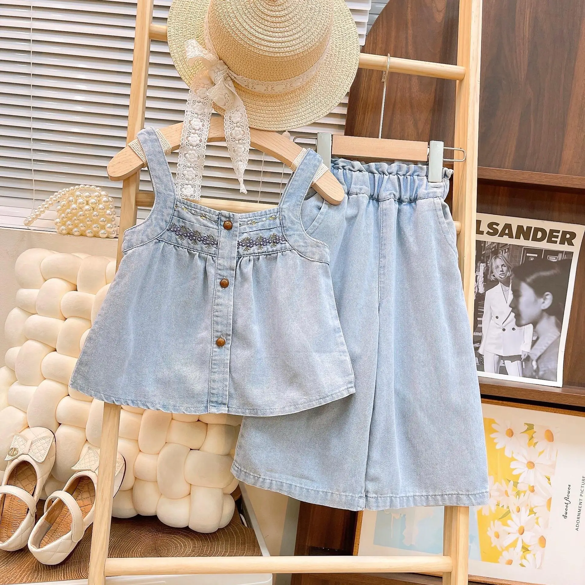 

Girls Denim Clothes Sets Summer 2024 Children Fashion Vest Dress Skirts 2pcs Dresses Suit For Baby Princess Costume Kids Outfits