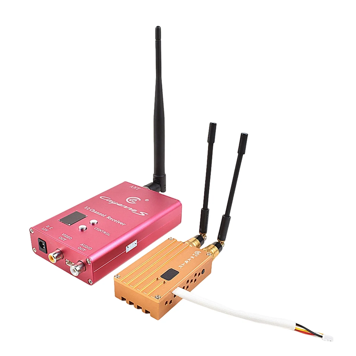 1.2G 8W High Power Wireless Analog Video Transmitter 12CH Receiver FPV Transmission System for RC Models UAV Airplane-A