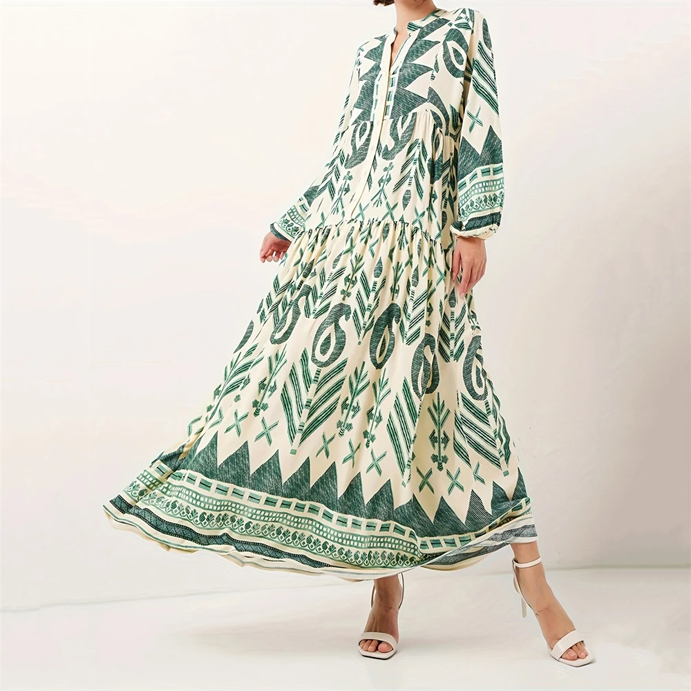 

Muslim Ladies' Elegant Middle Eastern Dress, Comfortable Printed Long Gown, High-end And Elegant Long Robe