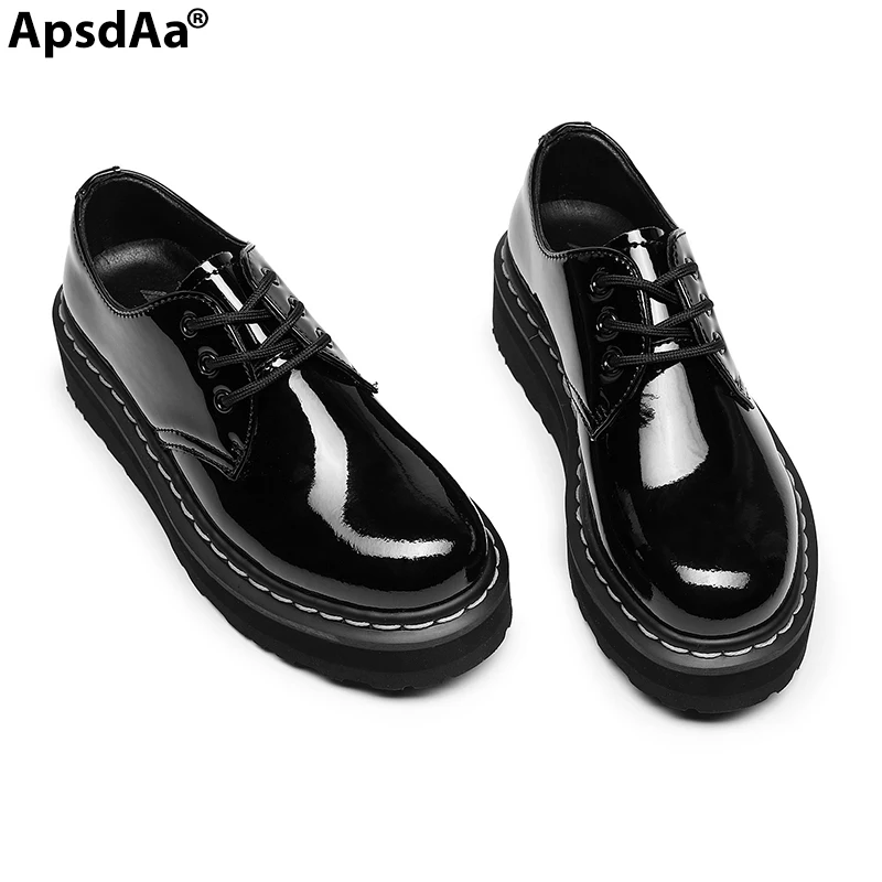 

2025 Fashion Brand Design Women Shoes England Style Thick Bottom Lace Up Casual Shoes INS Style Chunky Heel Platform Shoes Women