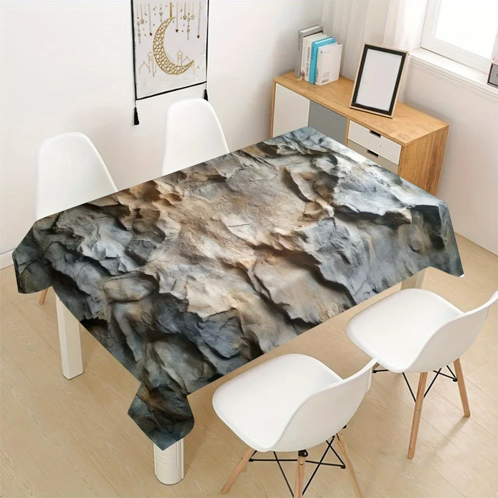 Waterproof Tablecloth Runner for Dining Table Rustic Stone Texture Kitchen Decor Spill Proof Table Cover