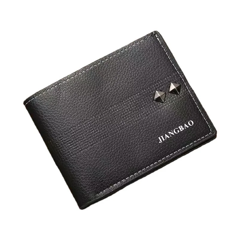 Fashion Men Short Wallet Small Solid Wallets PU Leather Purse Simple Retro Card Holder Ultra-thin Money Clip Personality