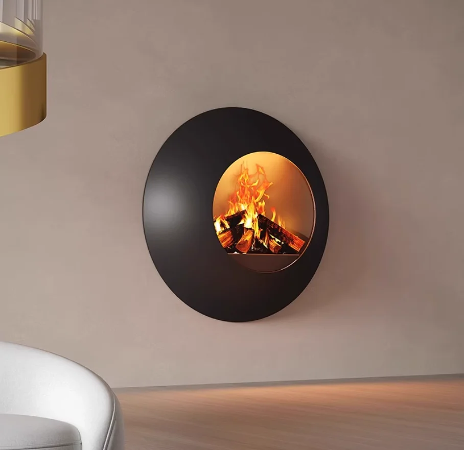 High-end Custom Artistic Freestanding Modern Stainless Steel Fireplace Real-flame Wood-burning Heating Indoor Fireplace For