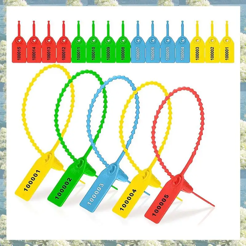 New-1000 Pcs Plastic Tamper Seals Fire Extinguisher Tags Security Tags Seals Safety Numbered Zip Ties Labels