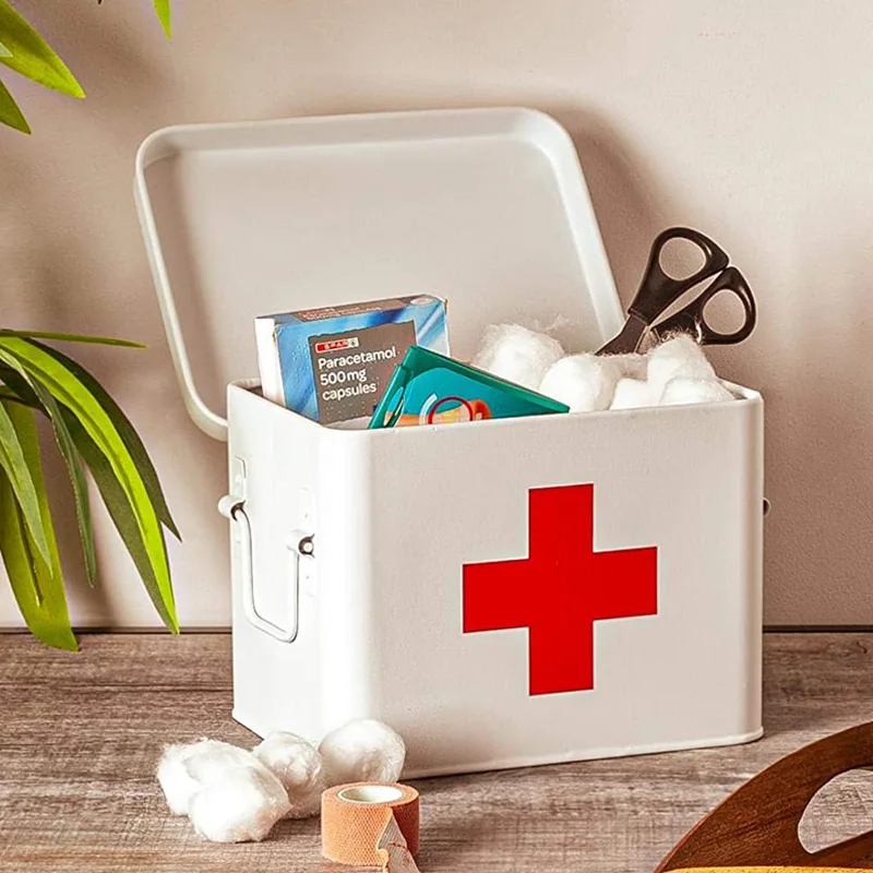 

Медицинский аптечный ящик большой вместимости для домашнего использования, компактный металлический кейс для хранения лекарств, портативный.