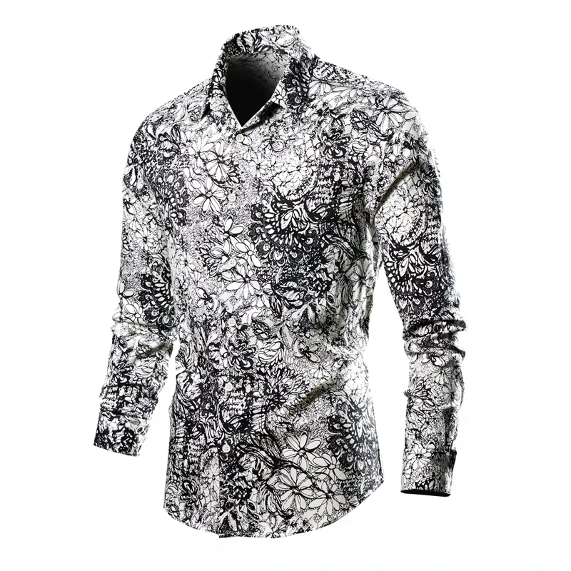 

Gradient Men's Round Formal Shirt Button Shirt Long Sleeve Business Casual Everyday Autumn and Winter Lapel Shirt 3D Print Top