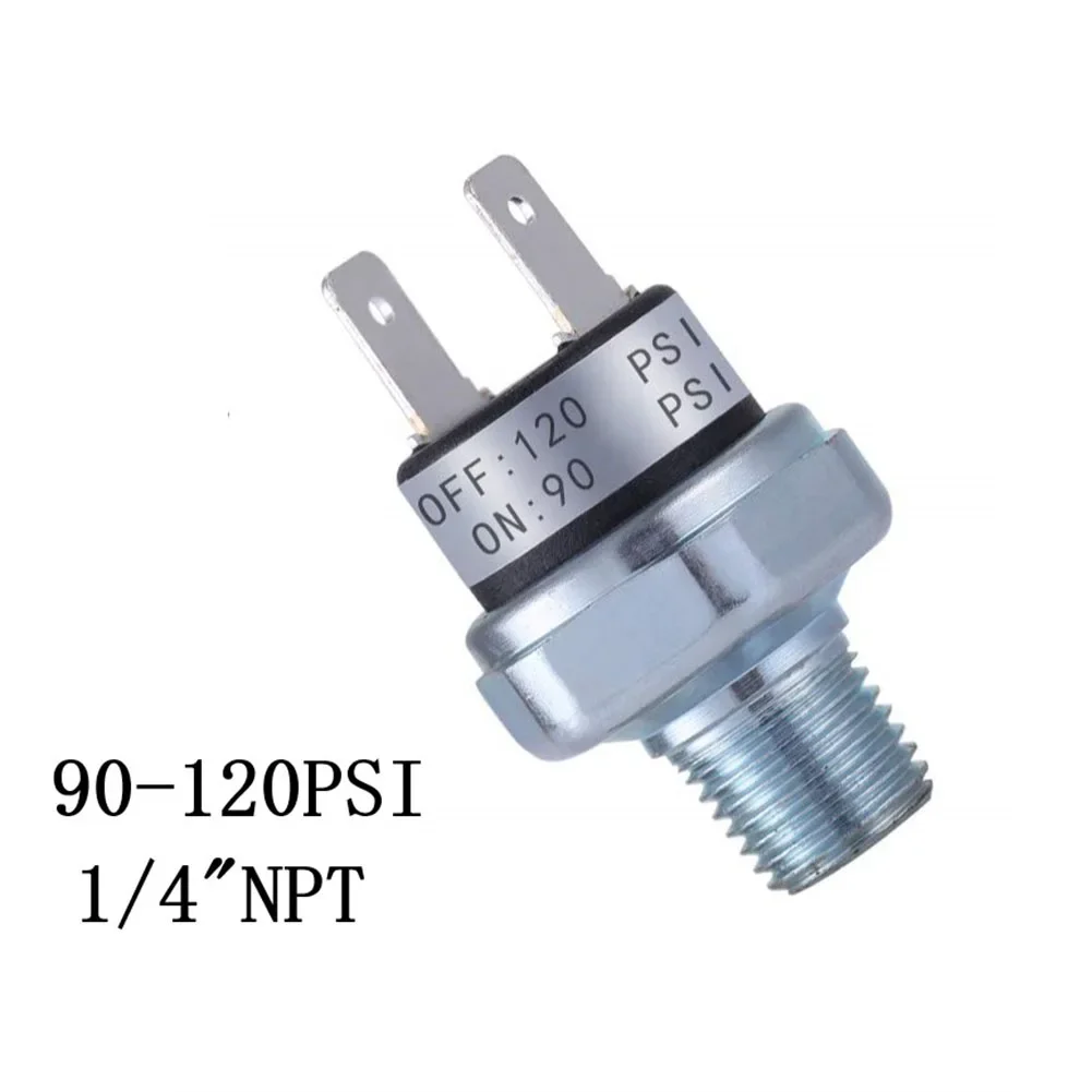 Interruptor de presión de compresor de aire 70-100/90-120PSI 1/4 "NPT 12V/24V para bocina de tren para compresores de 12V/24V CC equipo eléctrico