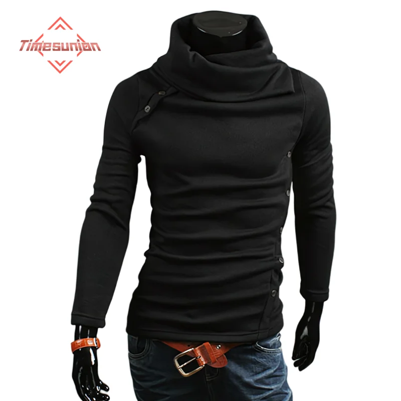 

British style Winter Sweaters for Men Fashion Buttons Turtleneck Sweater Comfortable Slim fit Warm Micro-elastic Pullovers