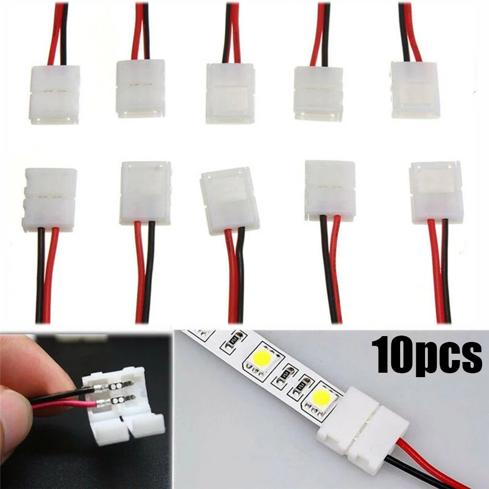 Connector LED Strip Car Lamps Light Bar Lighting Adapter Board Bulbs Parts 10mm Pcb 10pcs Replacement 2-pins Single