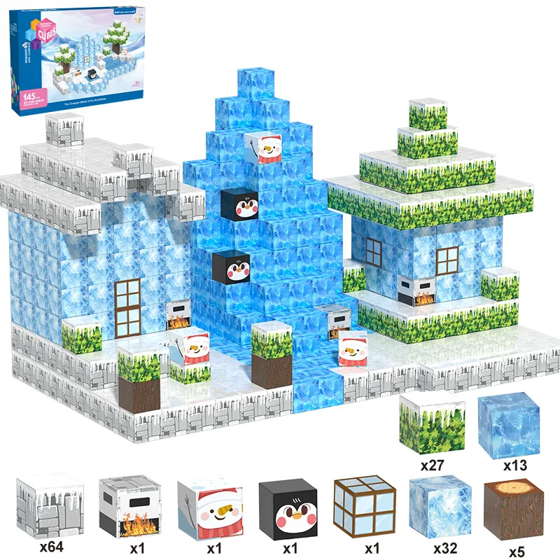 Theme Magnetic Blocks Build Mine Magnet Set Stacking Construction Magnet Cube STEM Sensory Toys for Kids Gift