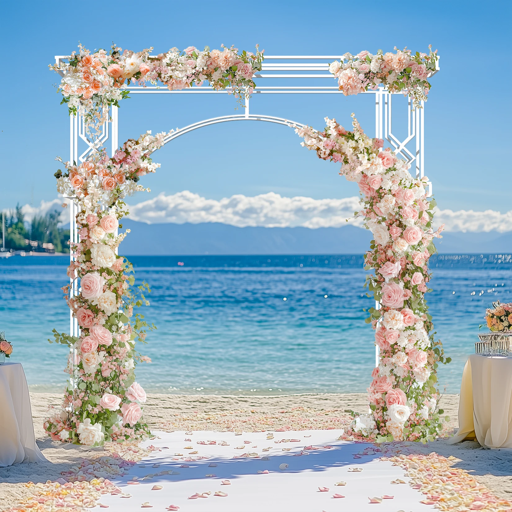 Metal grande arco de casamento suporte flor guirlanda festa de casamento pano de fundo arco dezembro