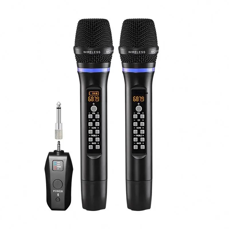 UHF Professional Dual Wireless Microphone BT Reverb Sound Universal Live Streaming for Home Stage KTV