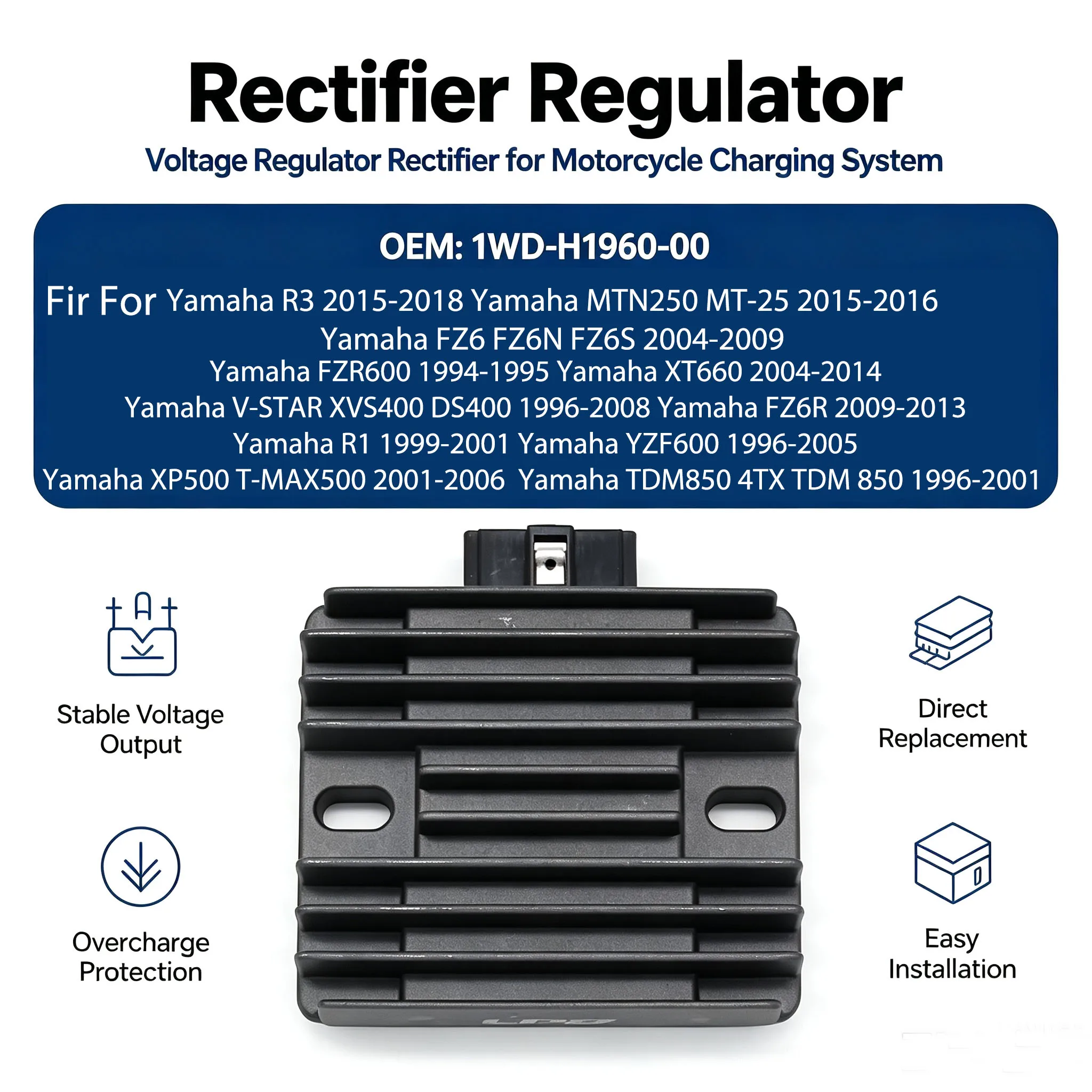 Voltage Regulator Rectifier For Yamaha XJ6F XJ6S Diversion XJ6N XT660X YZF-R6 R6S R3 R25 MTN320 MT-03 MTN250 MT-25 XT660R