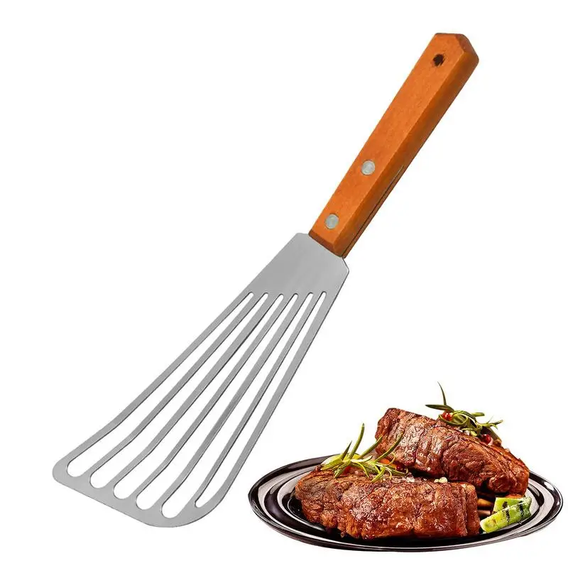 

Fish Turner Spatula Nonstick Slotted Spatula Beefsteak Shovel Stainless Steel Beefsteak Shovel With Wooden Handle For Frying