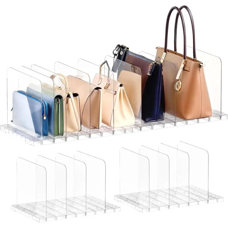 

ABHB-For Closet Purse Organizer, Stackable Handbag Storage Shelf,Adjustable Clear Divider Shelves, Keeps Clutches In For Bedroom