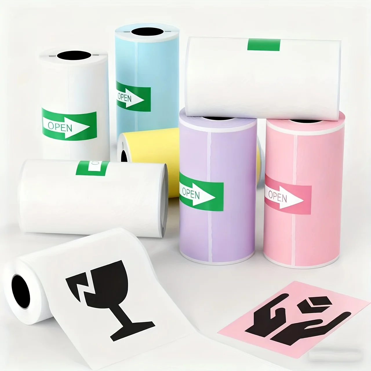 Color Mini Thermal Paper 57*25mm Self-Adhesive Label Paper for Mini Printers Suitable for Office Study Notes, Work Memos, etc.