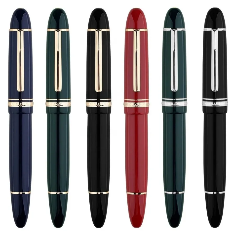 

For MAJOHN P141 Luxury Piston Fountain Pen - #8 F Nib, Large Ink Window, Resin Body, Gold/Silver Trim, Writing Gift Pen