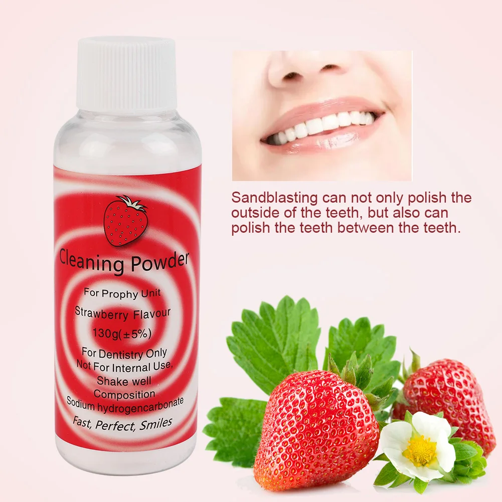 130g Teeth Whitening Essence Dental Cleaning Powder Prophy Air Jet Flow Teeth Polishing Plaque Stain Removal Mint Lemon Flavor