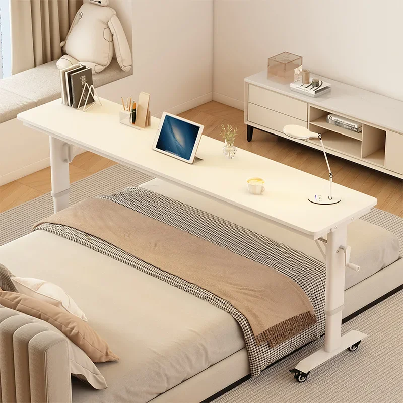 Bedside table Long table against the wall Hand crank can be lifted and moved