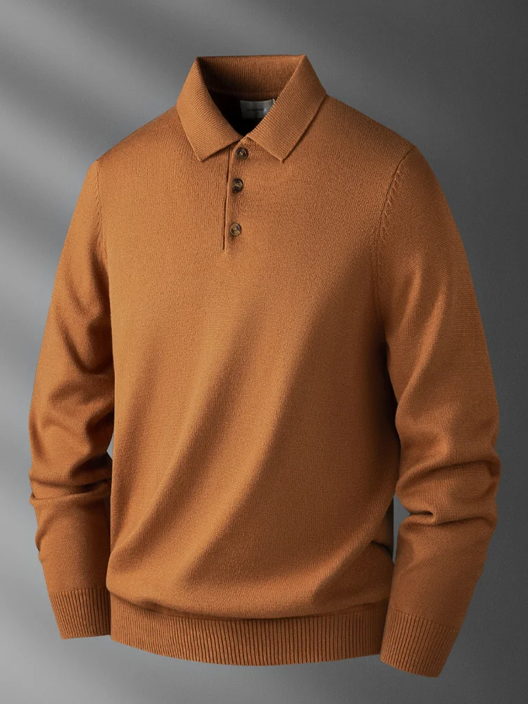 

Мужской вязаный свитер на осень-зиму, однотонный, теплый, для ношения под одеждой, с отложным воротником, повседневный, деловой, из пряжи Core Spin