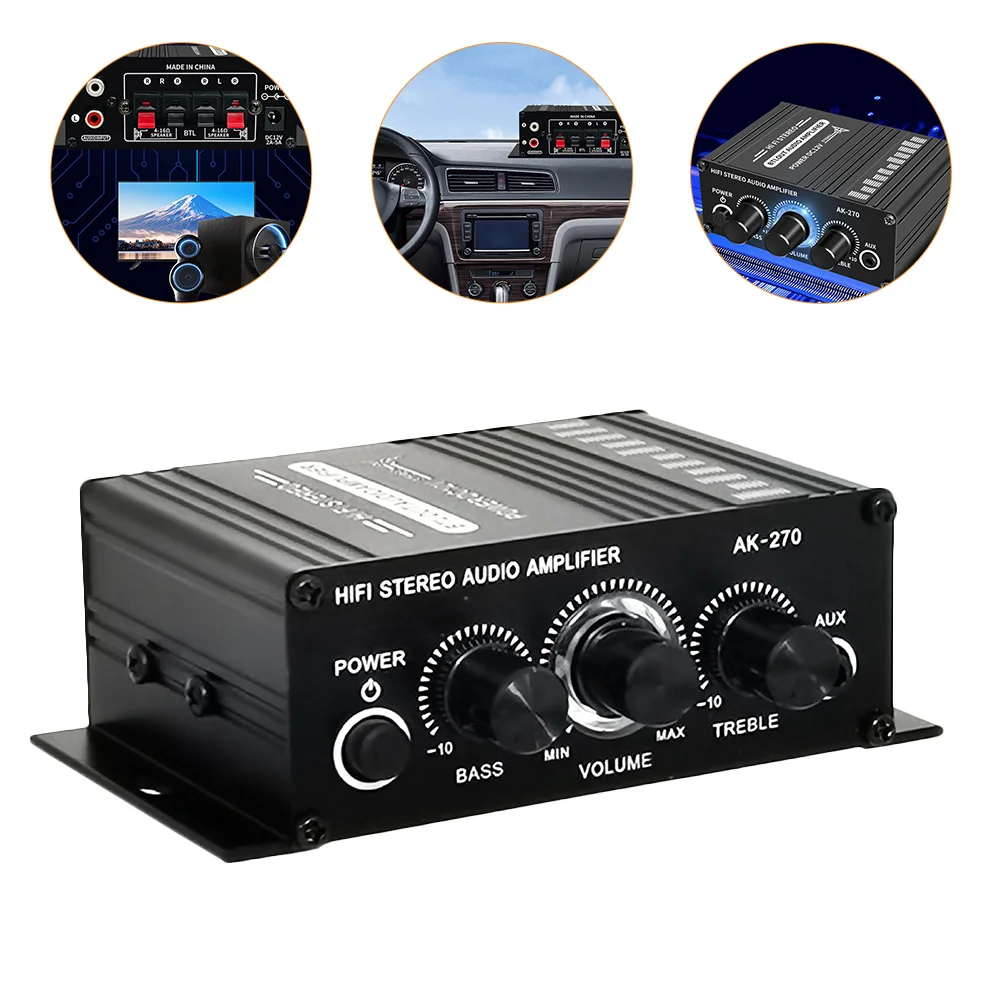 

Audio Amplifier Digital Bass Treble for Passive Speaker Alloy CD Player Easy to Use