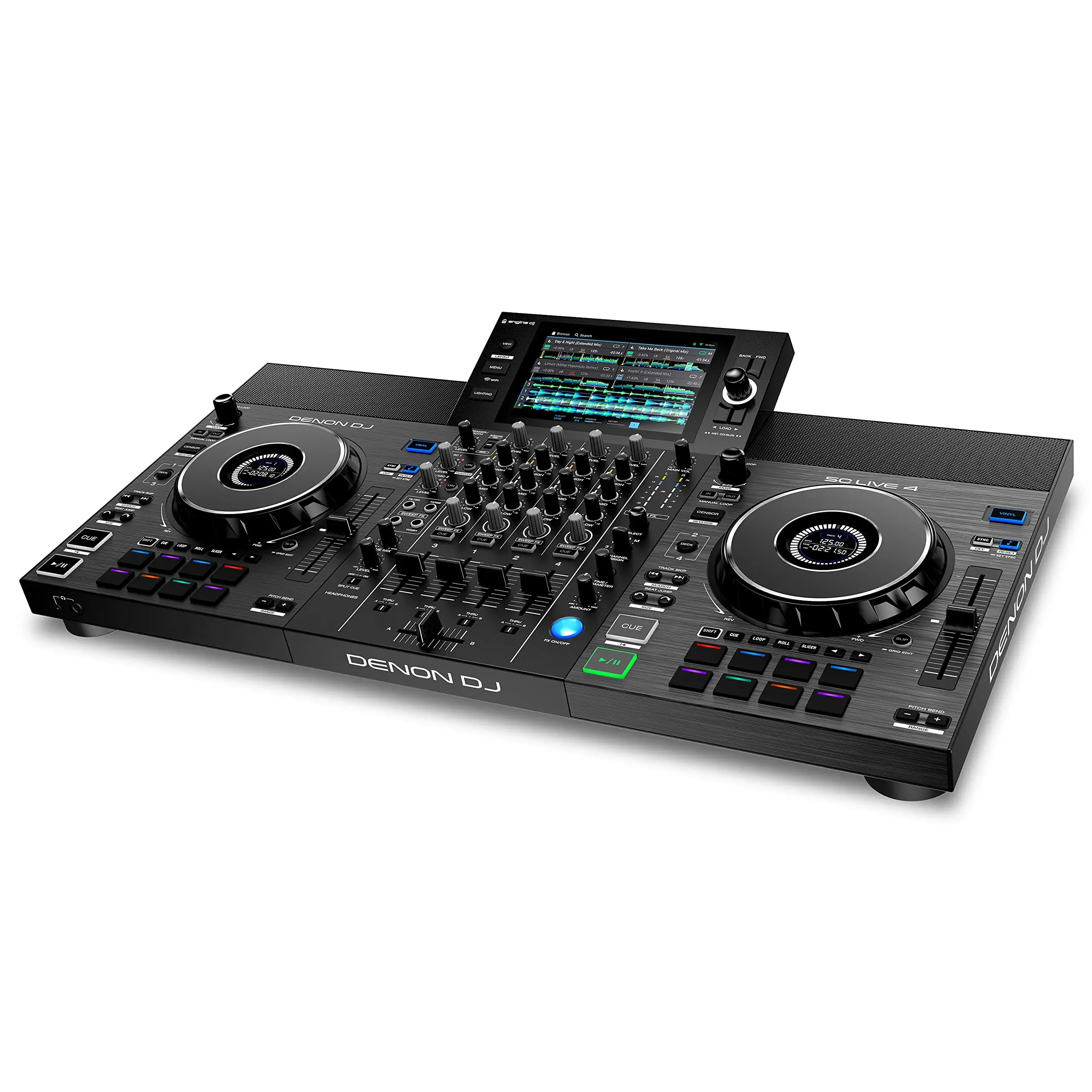 Brand New Denon DJ SC LIVE 4 - Standalone DJ Controller, 4-Channel Mixer, Amazon Music Unlimited Streaming, Wi-Fi, Speakers, Ser