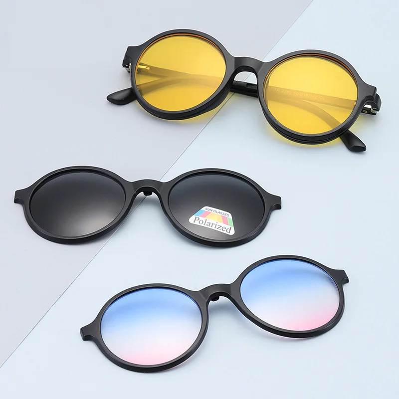 TR90 Frame Fashion Ladies Polarized Reading Sunglasses Magnetic Suction a Variety Clip Sets Mirror Night Vision Goggles Men