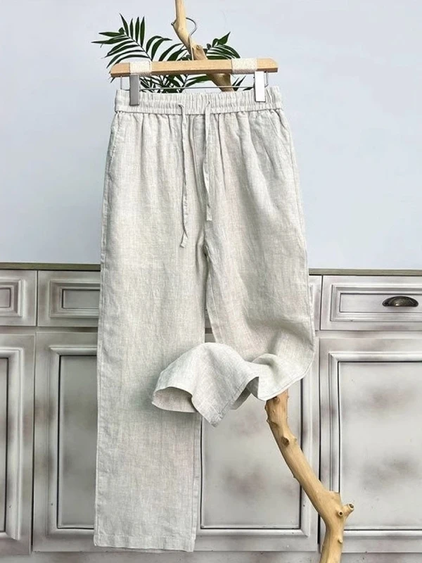 

Брюки женские с высокой талией, широкие, свободные, драпированные, повседневные, прямые, в пол, летние, модные, больших размеров, в стиле ретро