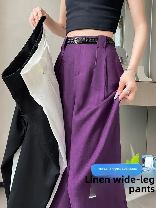 

Summer 2026 New Style Wide Leg Pants Linen Casual Floor Length Thin Cotton Linen Loose Fit High Waist Women's Pants