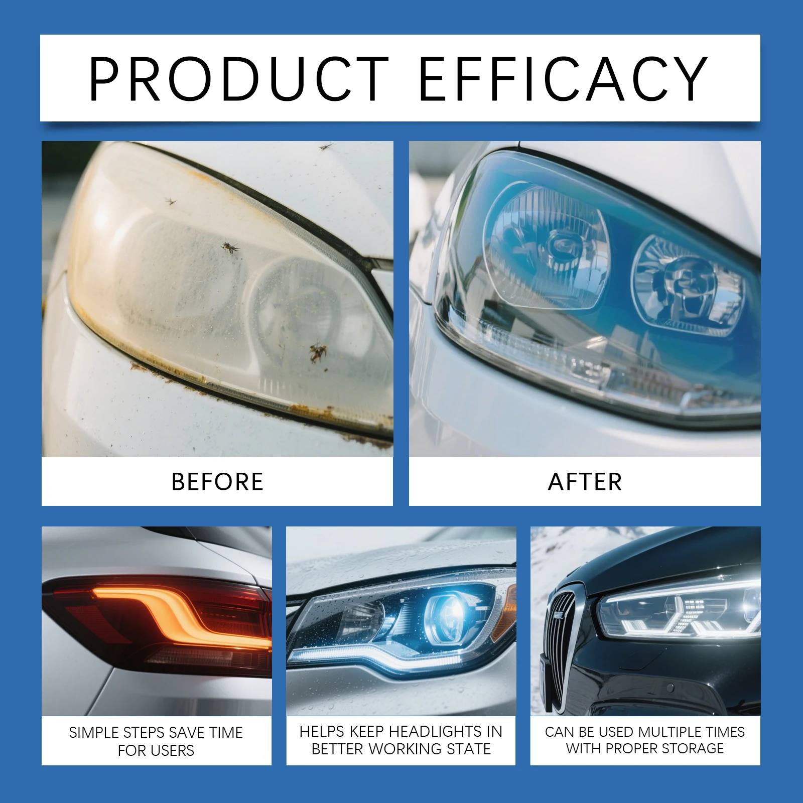 Professional Headlight Refinishing Kit 30ml Advanced Copolymer Formula Optical Clarity Enhancement Long Lasting Shine Autocare