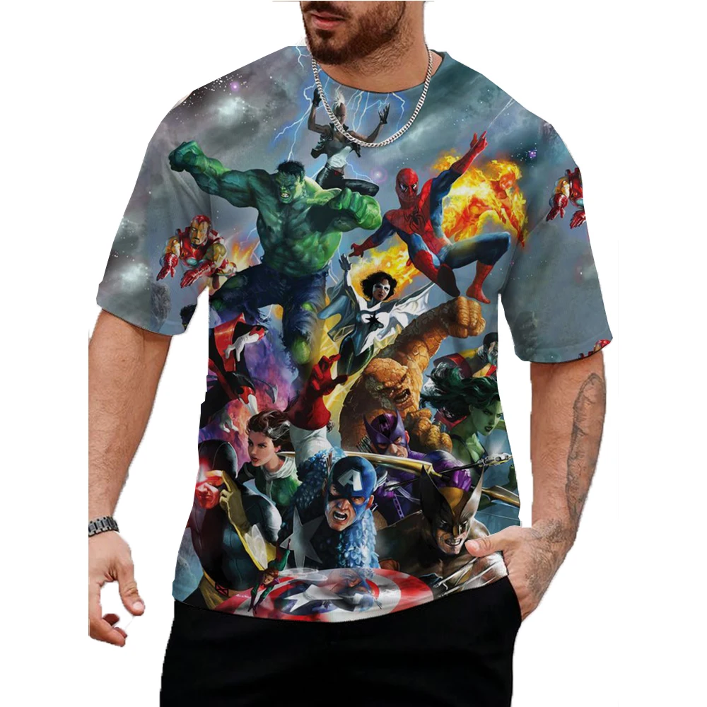 Marvel Thanos Printed Oversized T Shirt Y2K Clothes Men's Clothing Short Sleeve Hip-Hop T-shirt Men Streetwear Tops Gym Tee