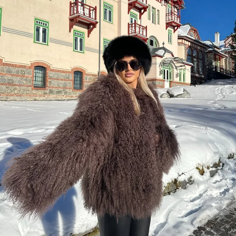 OFTBUY Natural Mongolia Sheep Fur Coat Thick Warm Short Real FurJacket Outerwear Female New Fashion Autumn Winter Clothes Women