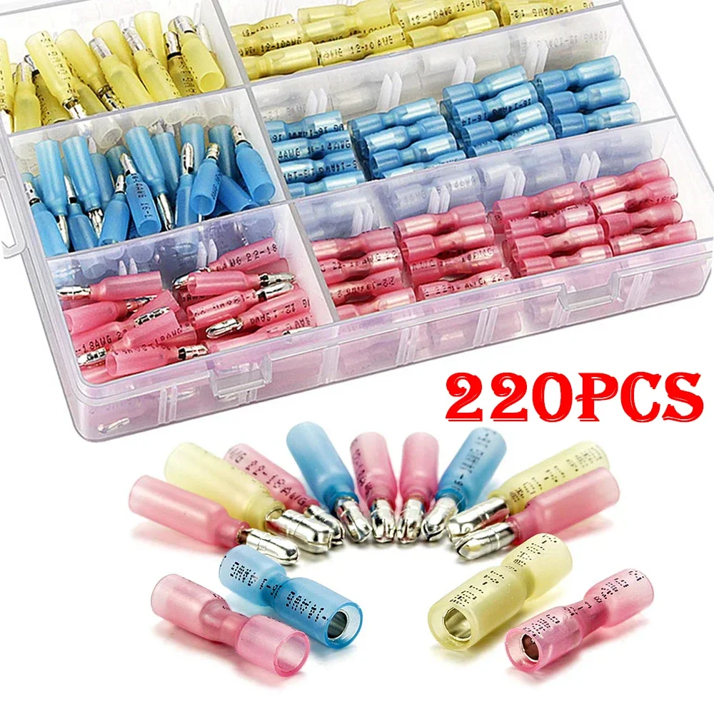 320/220/160PCS Heat Shrink Bullet Female Male Electrical Crimp Terminal Wire Waterproof insulation Cable Connector Kit 22-10 AWG