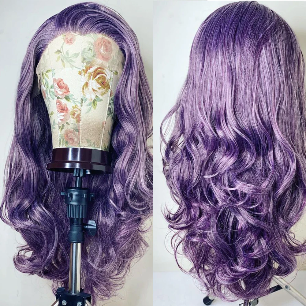 ZXBMALWIGS-peruca dianteira do laço ondulado, cabelo sintético, solto, onda profunda, Glueless, fibra de alta temperatura, Cosplay, 26 "longo