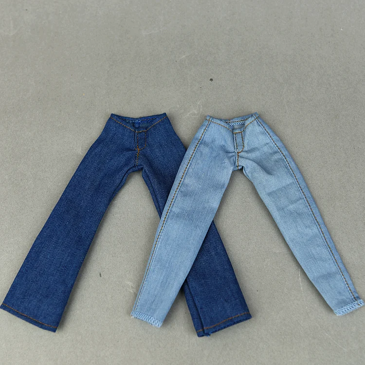 Jeans Pants / Blue bell-bottomed pants and white black top clothing set outfit for 30cm barbie kurhn xinyi Fr2 ob Doll