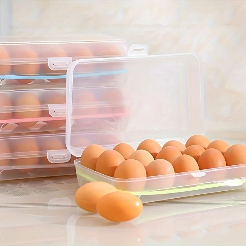 1PC 15 Grid Egg Storage Box Plastic Portable Fresh-Keeping Holder With Lid Transparent Anti-Collision Egg Box Food Container