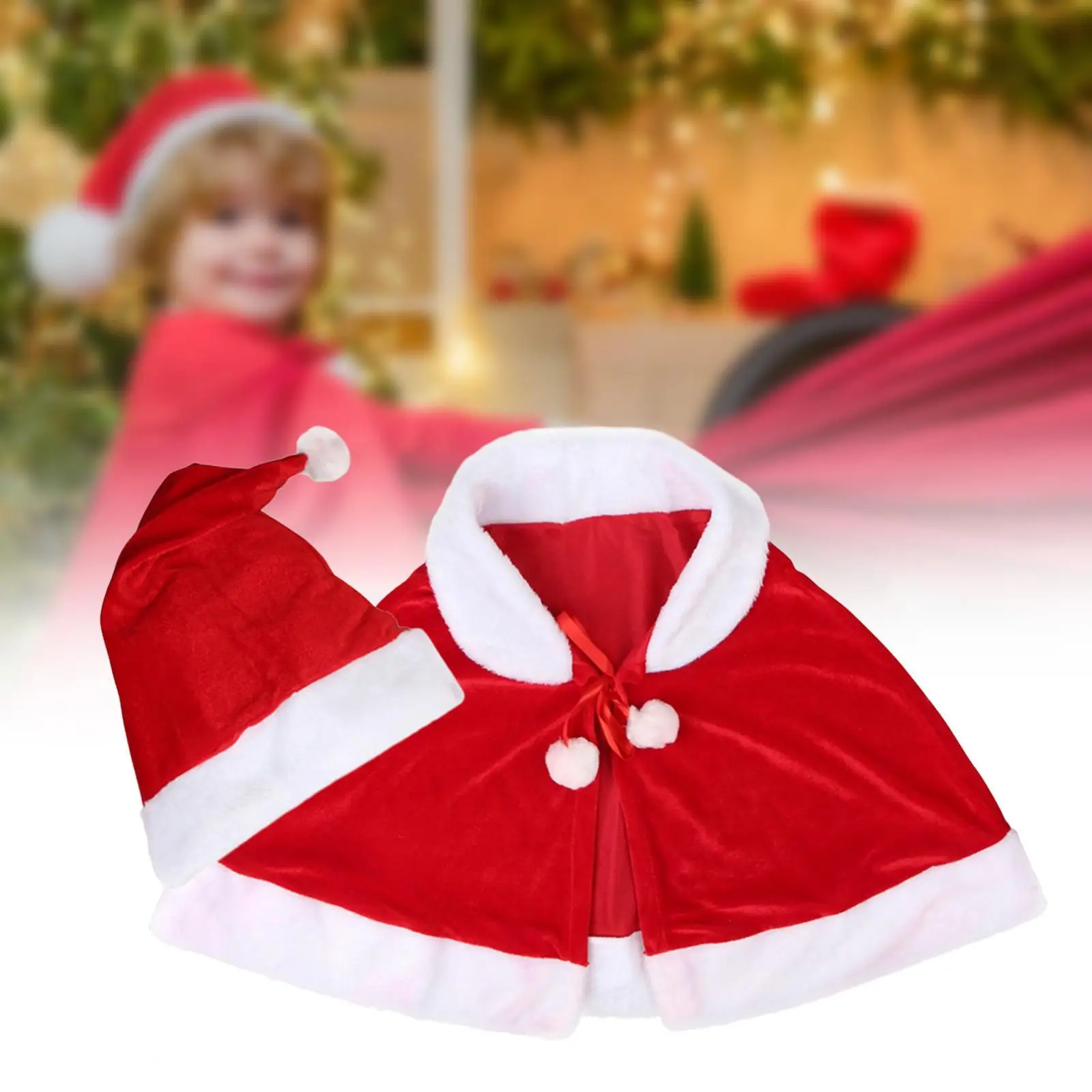 

Christmas Cloak Cape Gift Christmas Decorations Xmas Shawl Red Cape for Performance Outfit Role Play Masquerade Dress up Cosplay