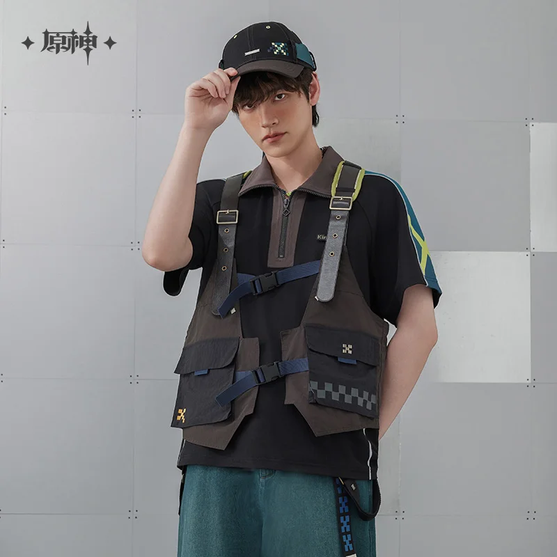 

[Official Merchandise] in Stock Genshin Impact Turnfire Hunt Kinich K'uhul Ajaw Theme Impression Clothing Patchwork Cropped Vest
