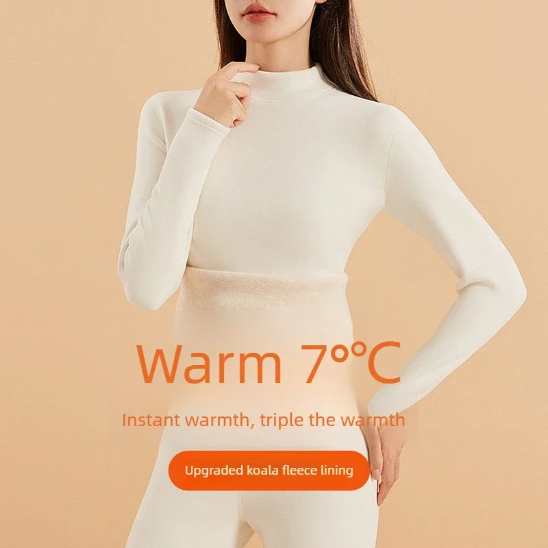 Men Women Couple Cashmere Silk Thermal Underwear Set Fleece Lined Long Johns Base Layer Autumn Winter