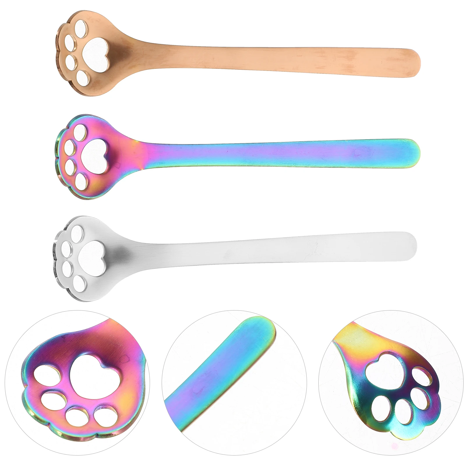 

3 Pcs Cat Claw Coffee Spoon Stainless Steel Long Handle Mixing Spoon for Hot Chocolate Tea Cake Dessert Kitchen Tool