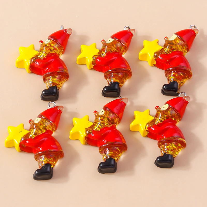 10 Stück niedliche Weihnachtsanhänger aus Kunstharz mit Weihnachtsmann, Rentier und Baum für die Herstellung von Halsketten, Ohrringen, DIY-Bastelarbeiten und Schmuckzubehör – Detail 36