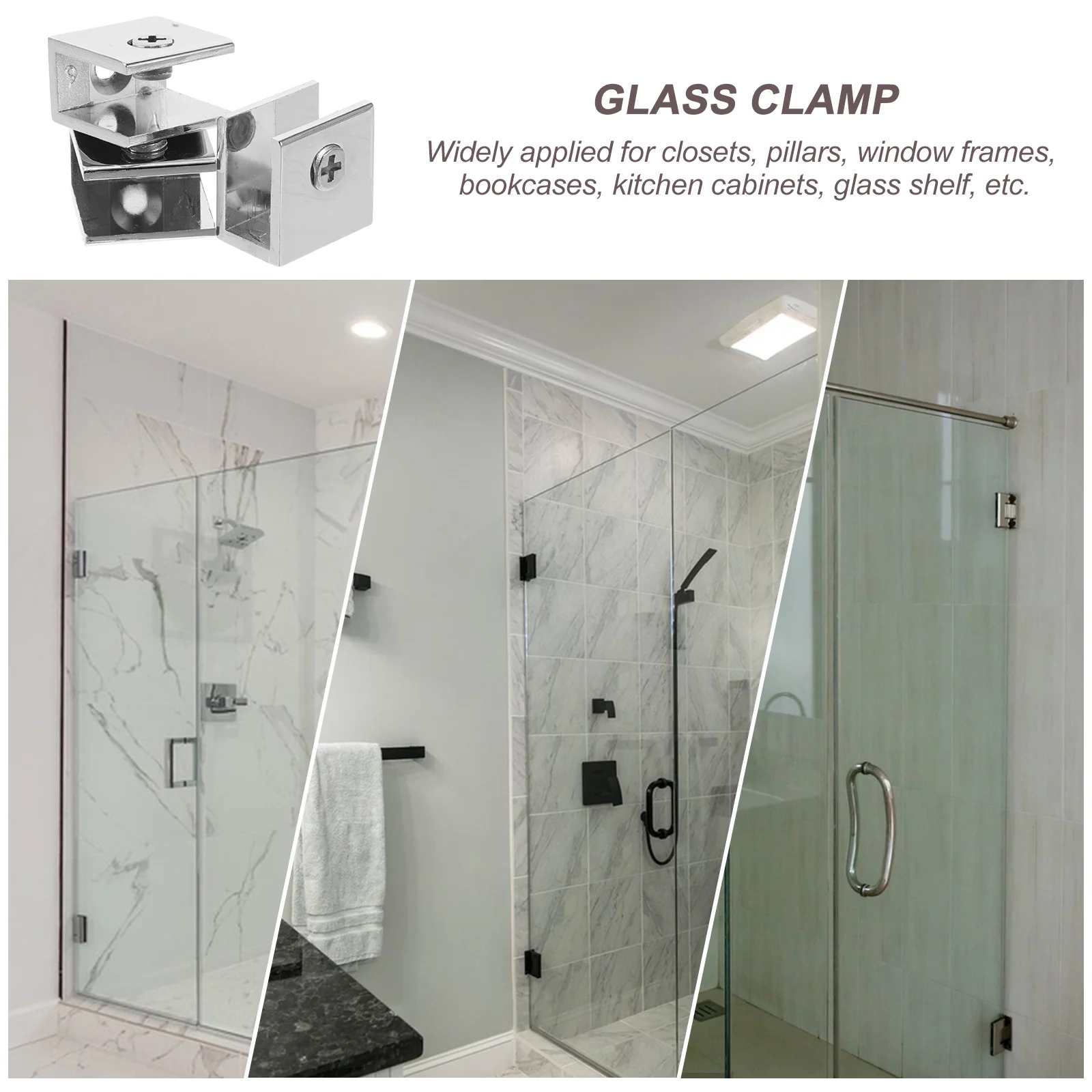 

8Pcs Glass Clamp Bracket Adjustable Glass Fixing Clamps for Shelves Separated Board Supports Wide Application Indoor Use