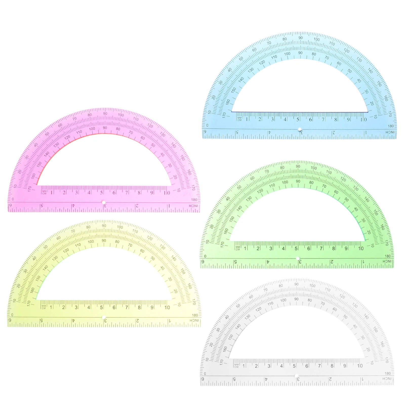 

5 Pcs Multi-functional Portable Small Protractor Set Plastic Math Student Escolar