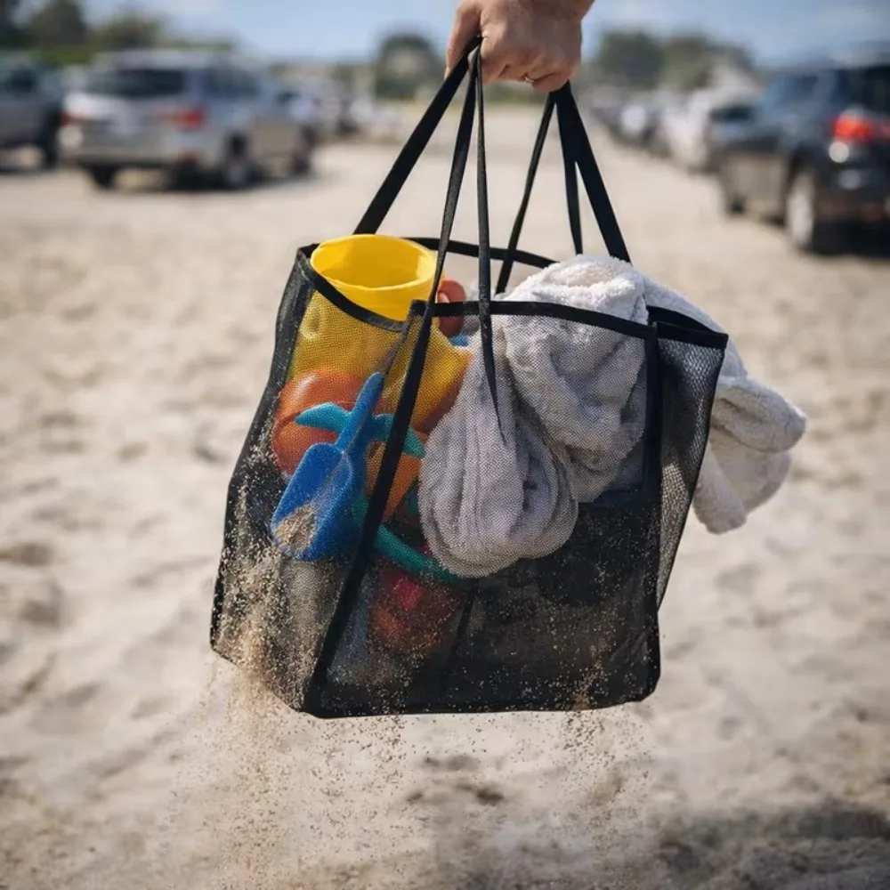 Torba siatkowa na plażę, do przechowywania przy pływaniu, organizer, letnia składana torba plażowa, organizer na zabawki, organizer na ubrania, organizer do łazienki, opakowanie.