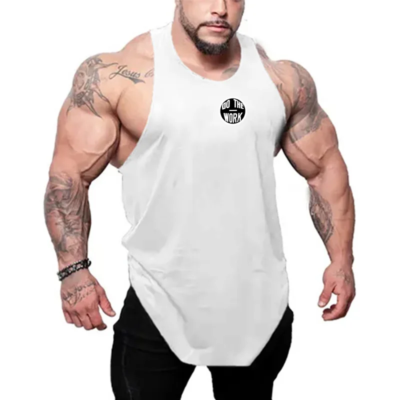 

Summer Fashion Breathable Sleeveless Cotton Loose T-Shirt Gym Bodybuilding Fitness Running Sport Singlet Men Training Tank Tops