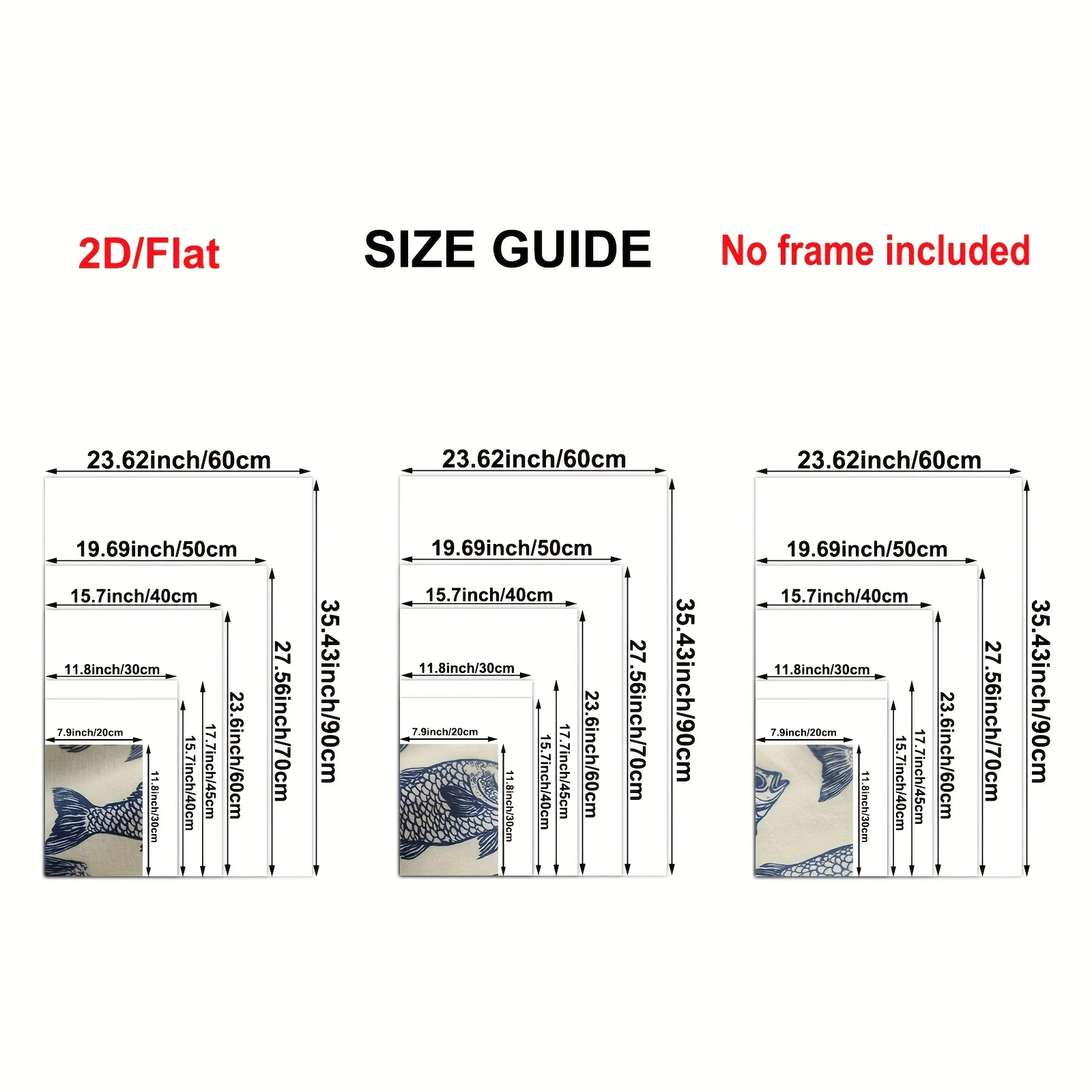 3 قطع، لوحة ديكور لغرفة المعيشة، قماش بدون إطار ثنائي الأبعاد، جودة عالية الوضوح، تصميم طباعة نمط سمكة المحيط، كحلي #2