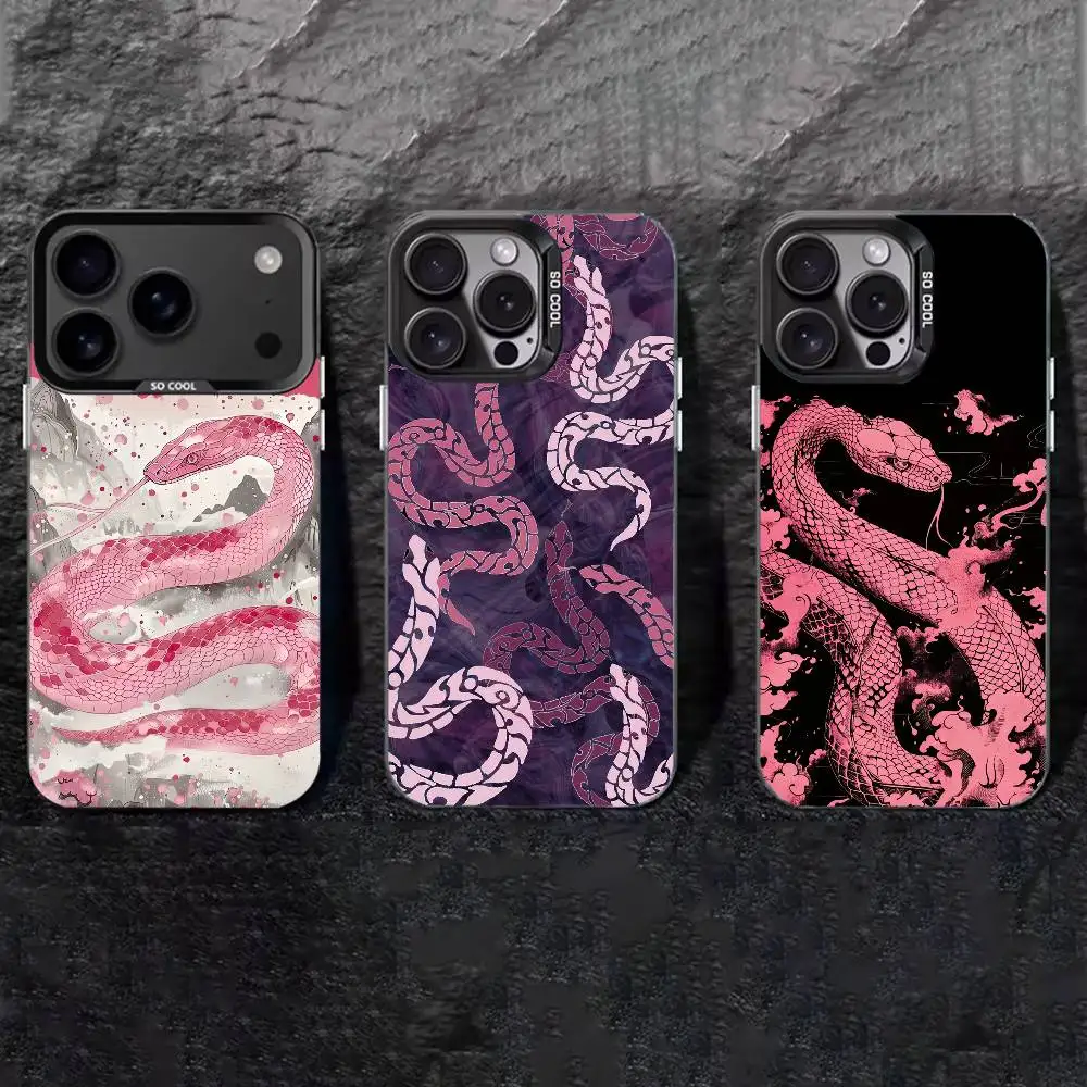 

S-snake Phone Case For iPhone 17,16,15,14,13,12,11 Plus,Pro Max,XS,Colored silver phone case